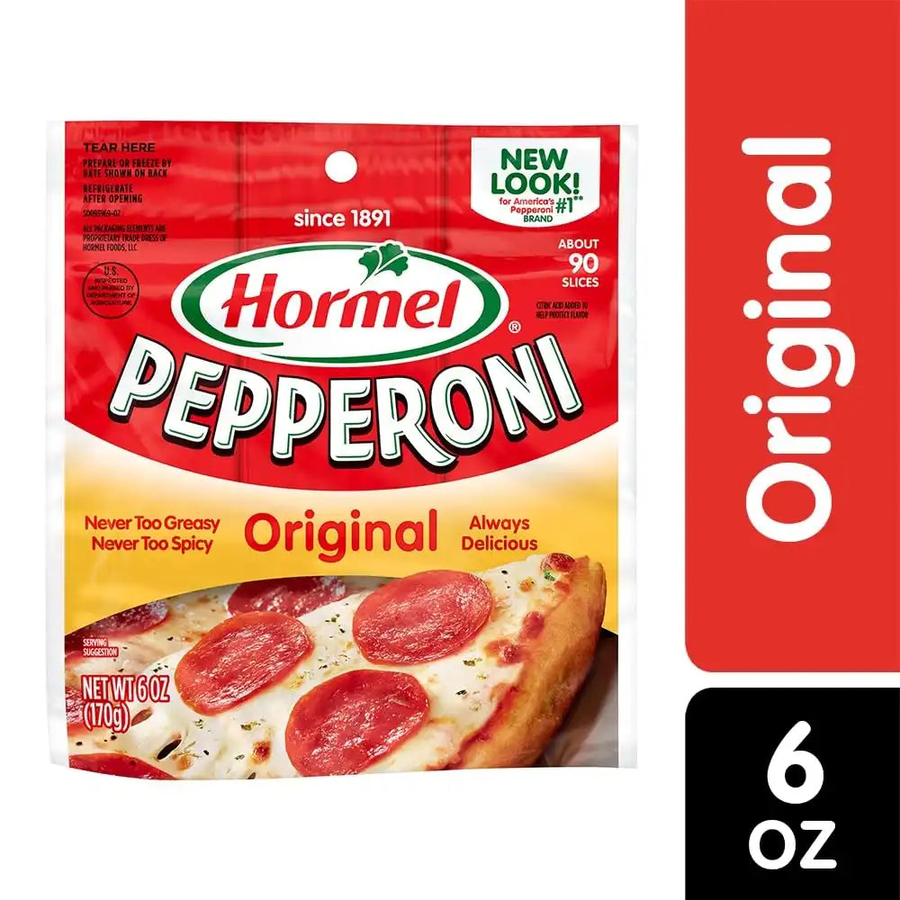 HORMEL Original Pepperoni Slices, Pizza Toppings, 6 Oz (1 Ct)