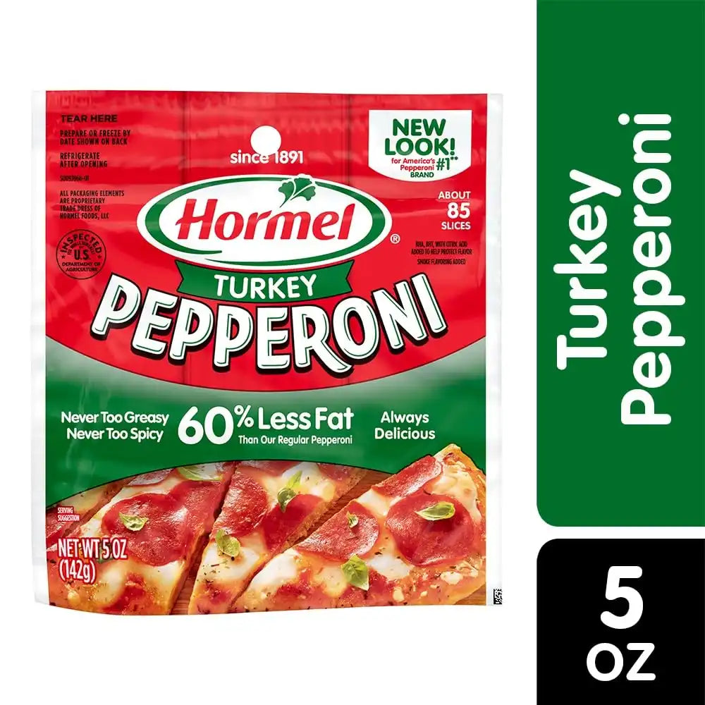HORMEL Turkey Pepperoni Slices, Pizza Toppings, 5 Oz (1 Ct)