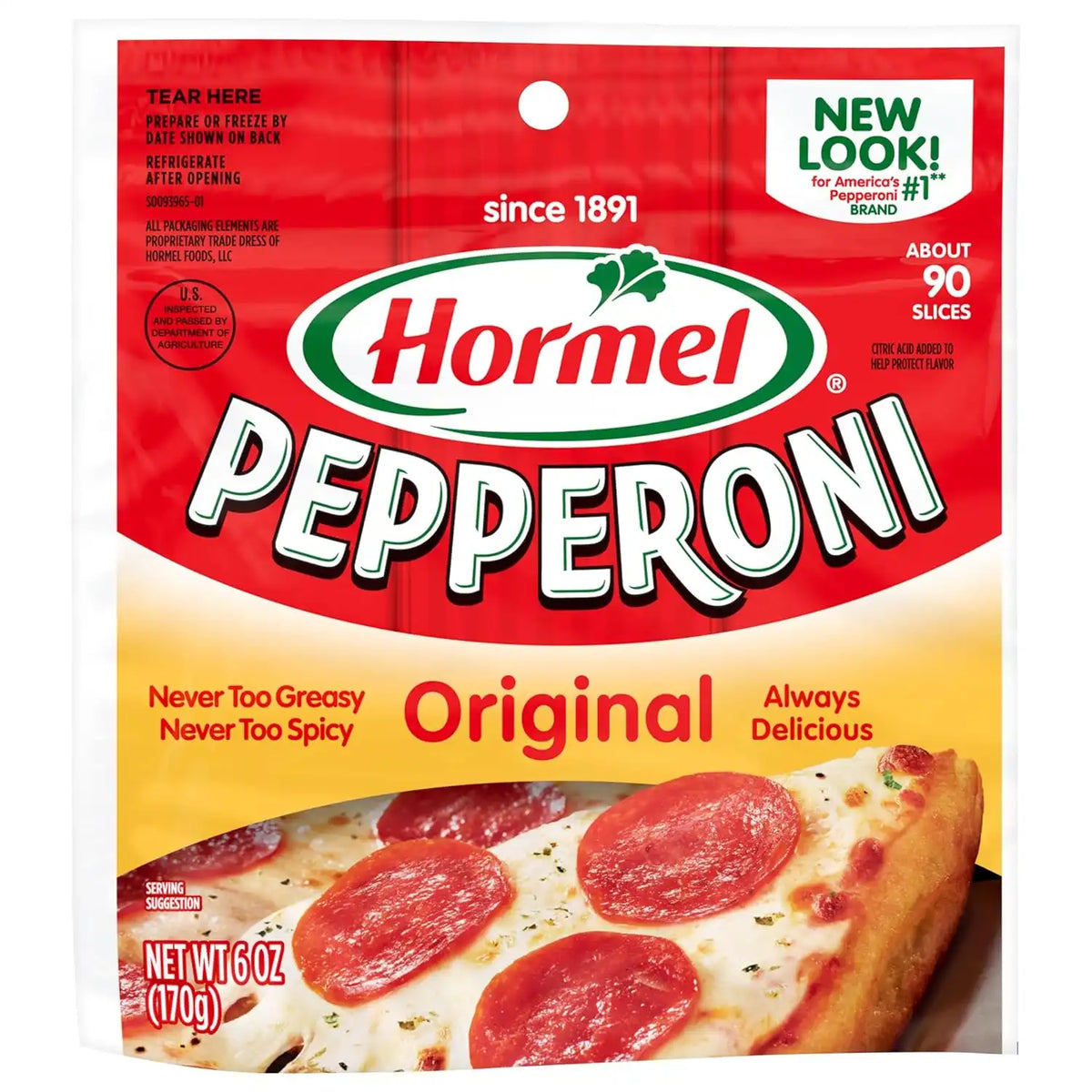 HORMEL Original Pepperoni Slices, Pizza Toppings, 6 Oz (1 Ct)