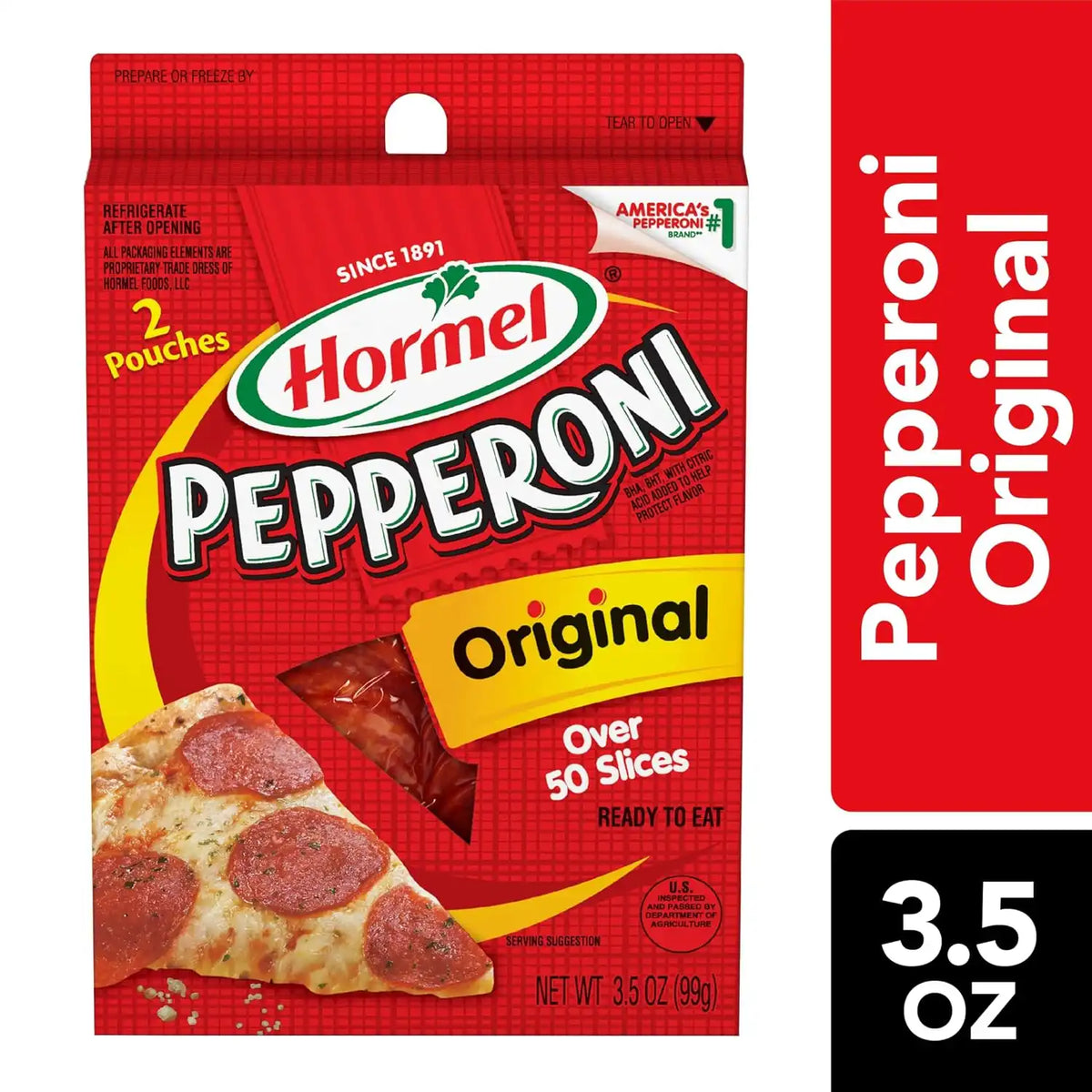 HORMEL Original Pepperoni Slices, Pizza Toppings, 3.5 Oz (10 Ct)